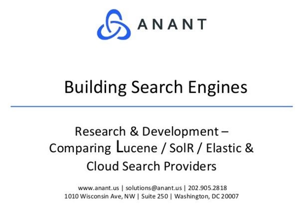 Building Search Engines – Comparing Lucene, SolR, Elastic, AmazonSearch, and AzureSearch
