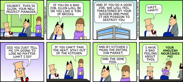 Dilbert comic about project managers