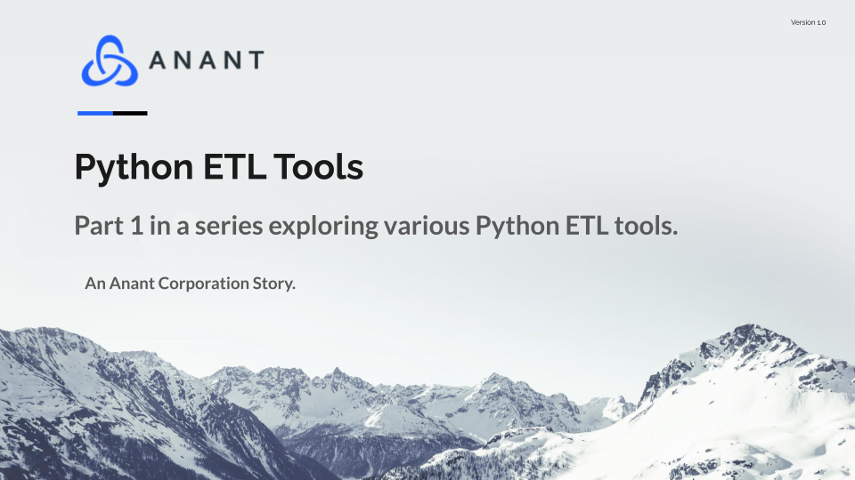 Cover slide for the Python ETL tools webinar