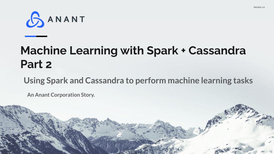 Cover slide for the Machine Learning with Spark and Cassandra webinar