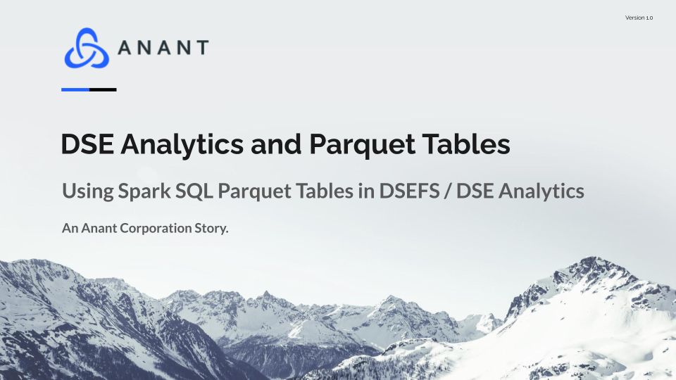 Cover Slide for DSE Analytics and Parquet tables.