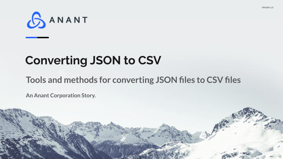 Converting JSON to CSV cover slide